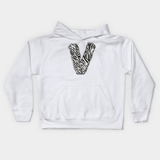 Zebra Letter V Kids Hoodie